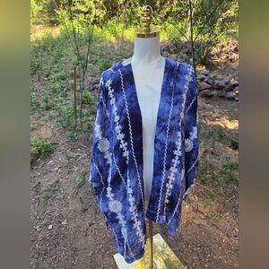 Miss Me Blue Embroidered‎ Kimomo Cardigan Top